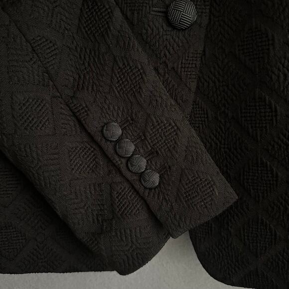 Ann Taylor Textured Dressy Blazer Classic One Button Black Womens 10 - Picture 4 of 16